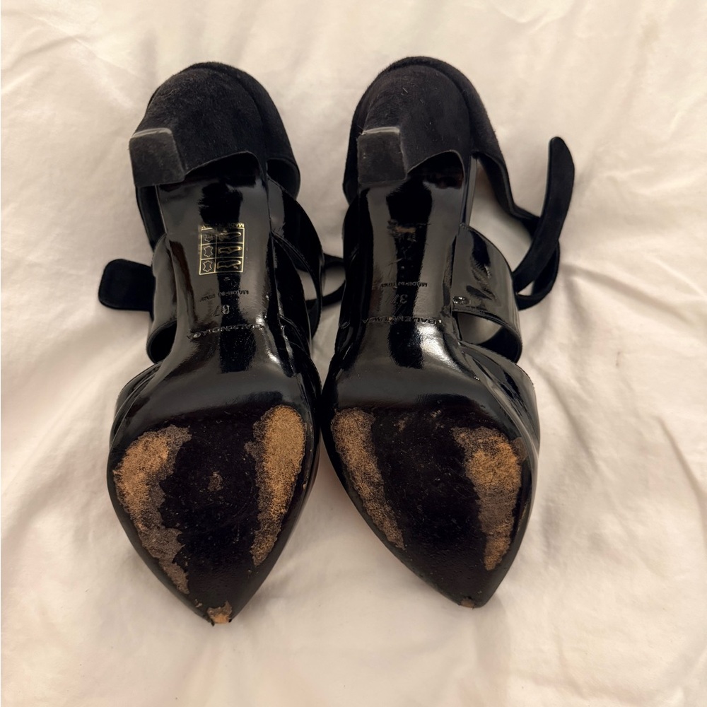 Balenciaga Ghesquiere Era Black Patent & Suede Platform Wrap Heels Rare - Picture 7 of 15